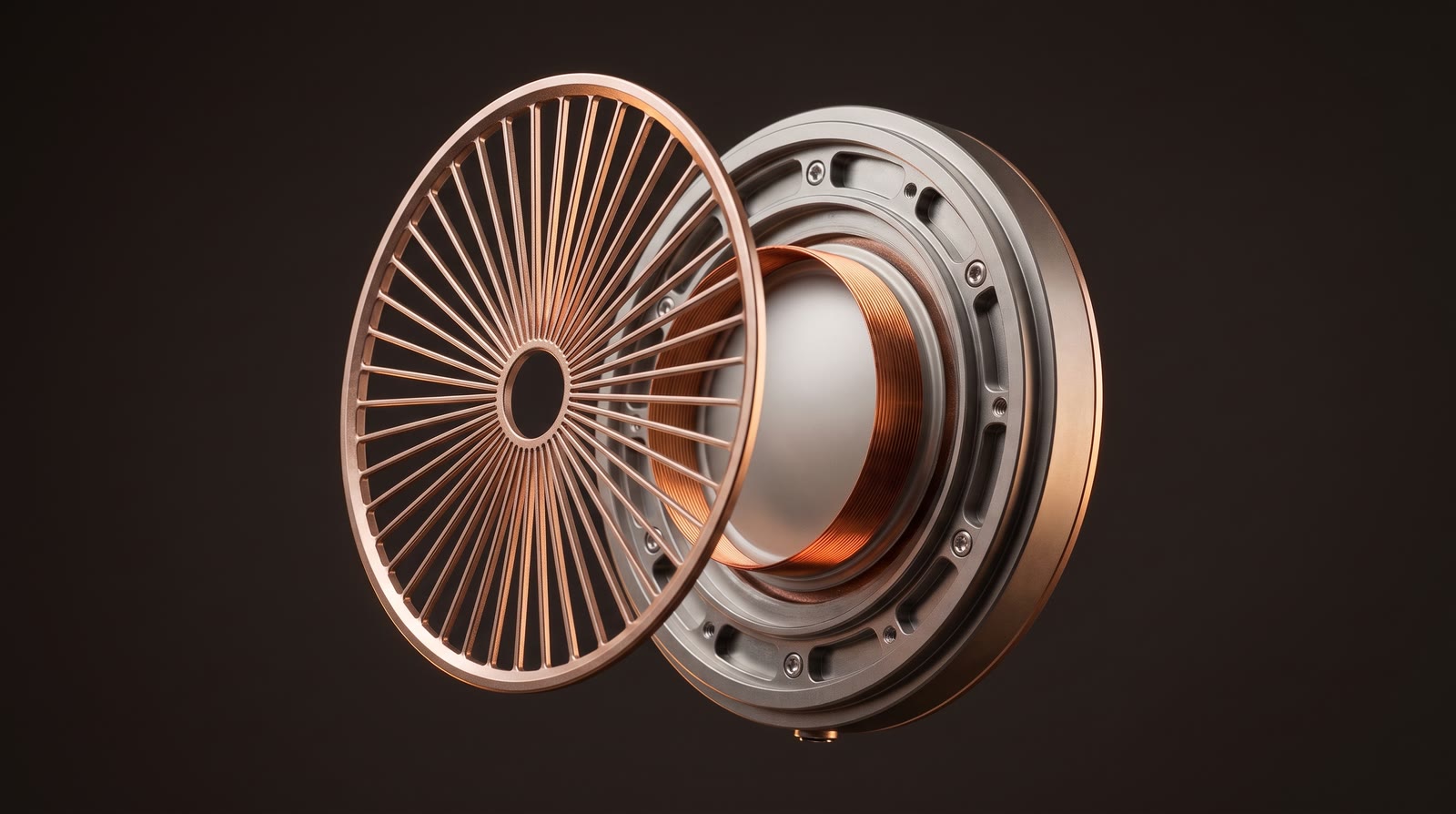 The Model Ø1 driver: copper sunburst grille in front of a beryllium dome